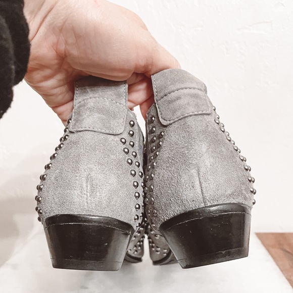 ANINE BING Charlie Low Ankle Boots Gray Suede Studded 37 7 - Picture 6 of 9